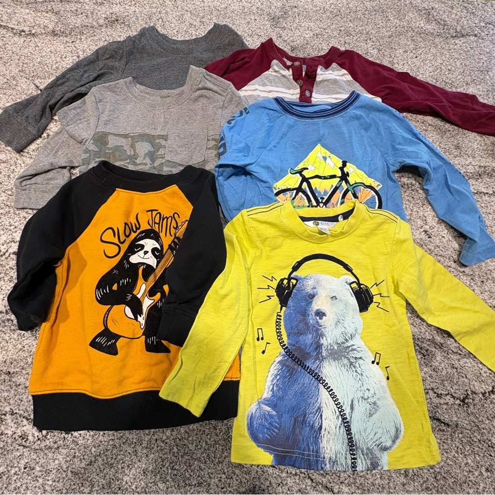 2T- Kids Graphic Long Sleeve Shirts - Assorted Colors ( 6 total)